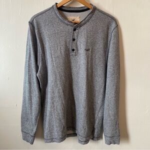 Hollister Y2K Gray Thermal Henley Long Sleeve Shirt Men’s Large Preppy Casual